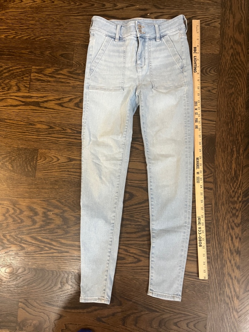 American Eagle Outfitters Light Blue Skinny bleached Jeggings stretch high rise